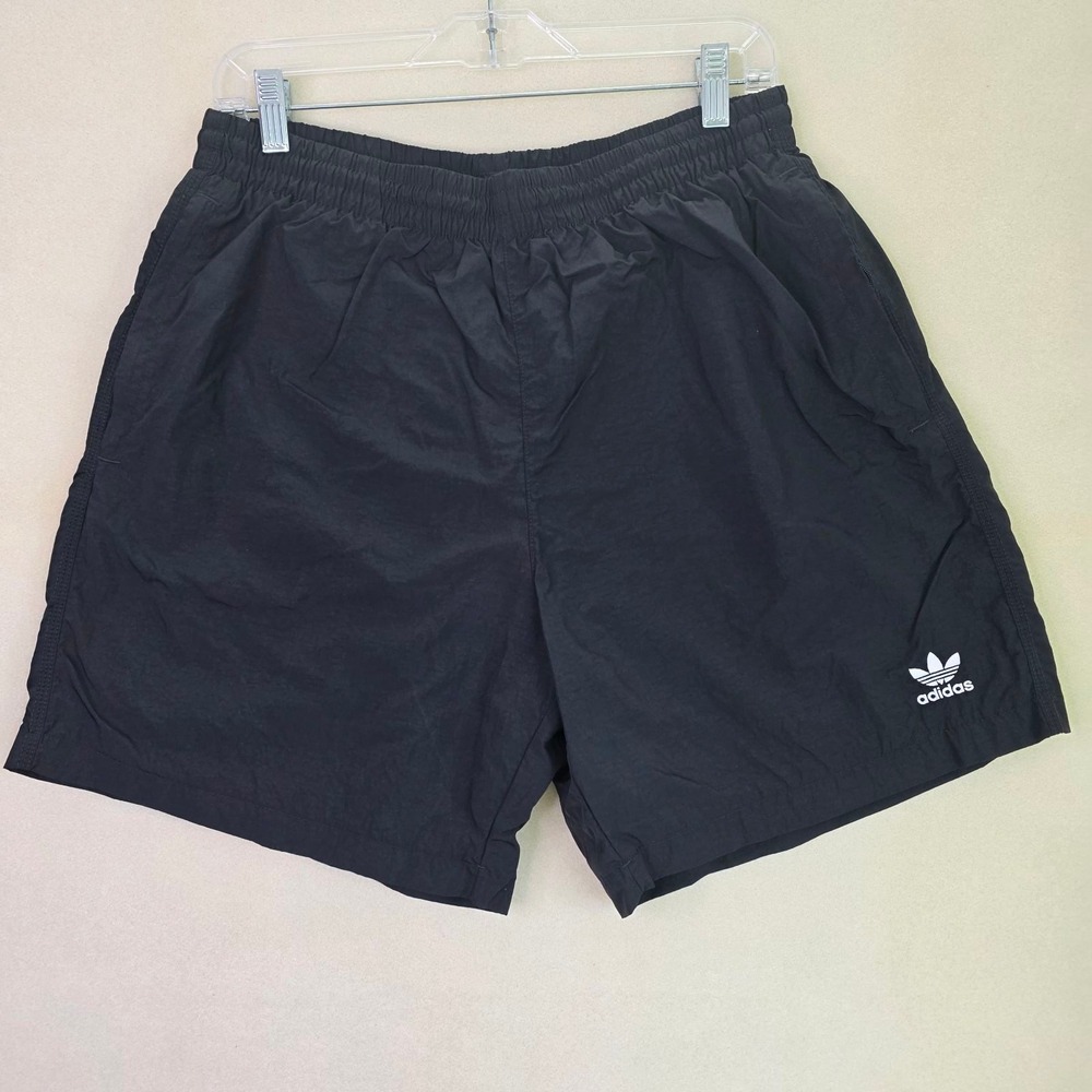 Adidas Originals Essentials Shorts Men's L Black Trefoil Activewear Zip Pockets